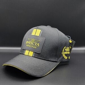 NEW Invicta Black Yellow F2 Racing Adjustable Baseball Closed Snap Back Hat Cap